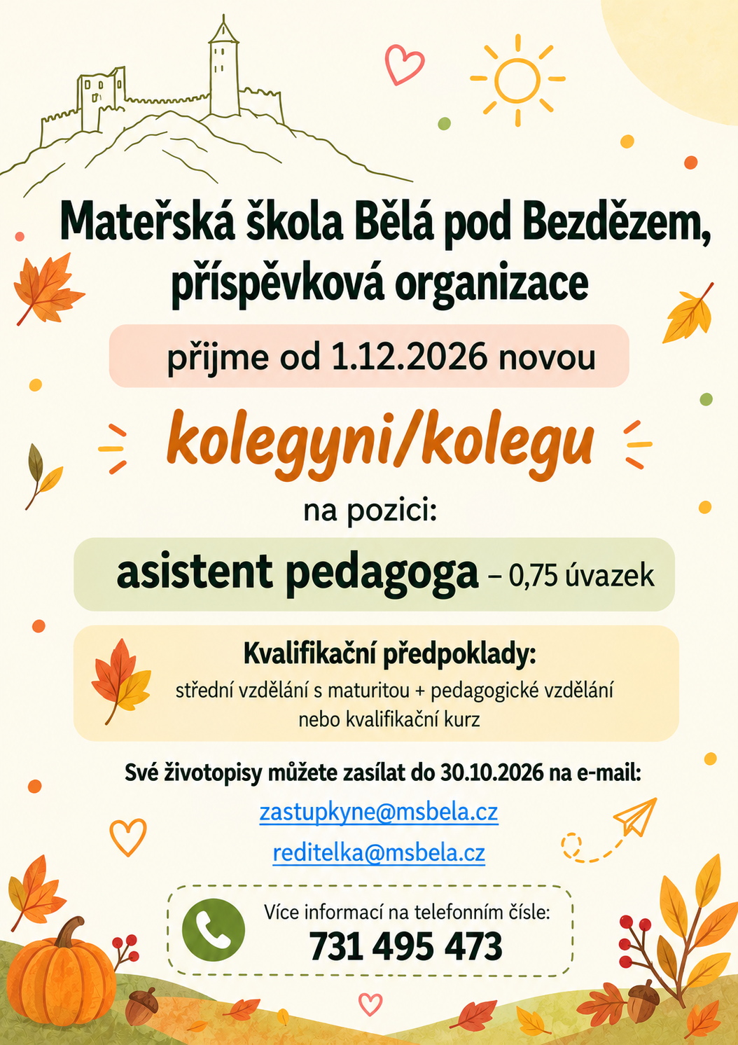 HLEDÁME NOVOU KOLEGYNI/KOLEGU